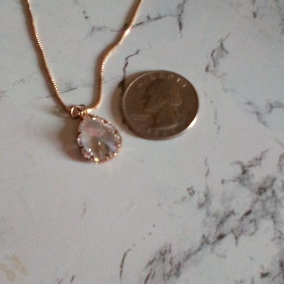 Stunning ALDO Crystal Glass Pendant Necklace on Box Chain Teardrop w/Ext… - Picture 5 of 10